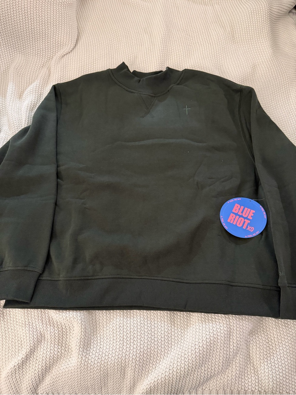 Dark green mock neck sweatshirt